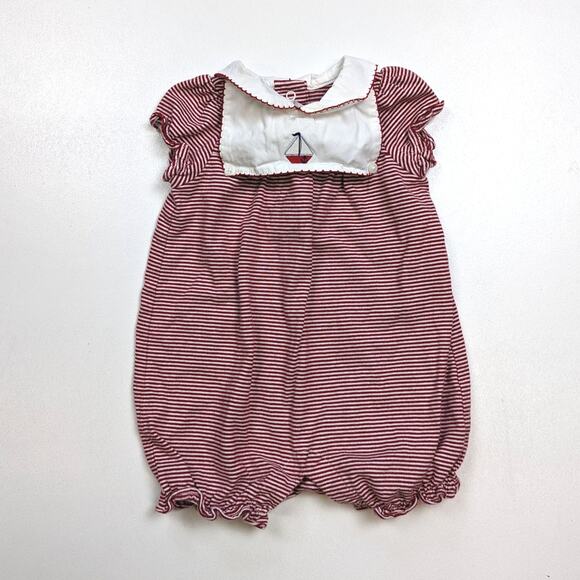 Janie and Jack Romper Baby Girls SZ 0-3m Red Nautical Sailboat 2013 Everyday - Picture 1 of 4